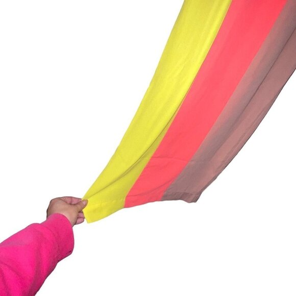 NEW House of CB Margot Women Size Medium Pants Beach Wide Leg Yellow Neon Coral - Picture 5 of 12